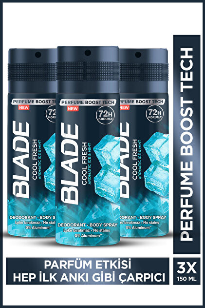 Blade Cool Fresh Erkek Alüminyumsuz Deodorant Body Spray 3x150ml