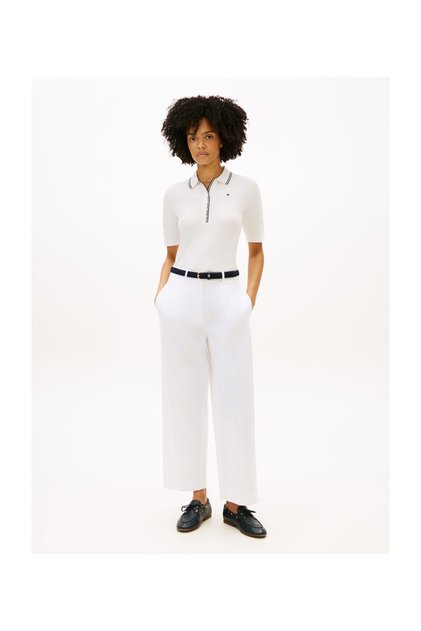 WW0WW49828 YBL L LYOCELL TIPPING SLIM 1/2SLV POLO