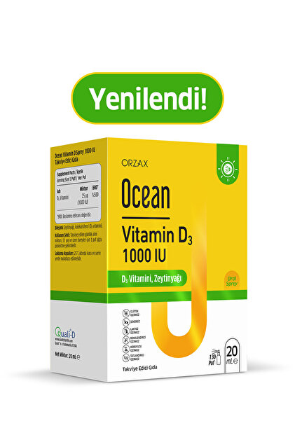 Orzax Ocean Vitamin D3 1000 IU Sprey 20 ml Fiyatı, Yorumları