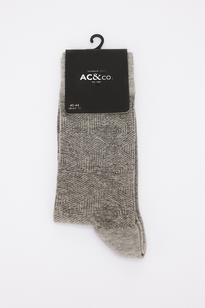 Men's Grey-Black Patterned Single Socks