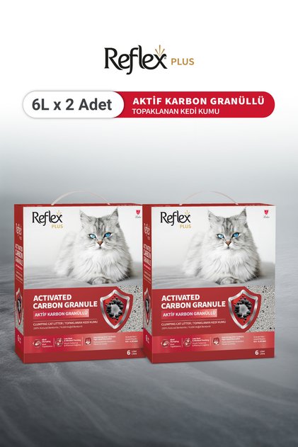 Plus Aktif Karbon Granüllü Topaklanan Kedi Kumu 6L x 2 Adet