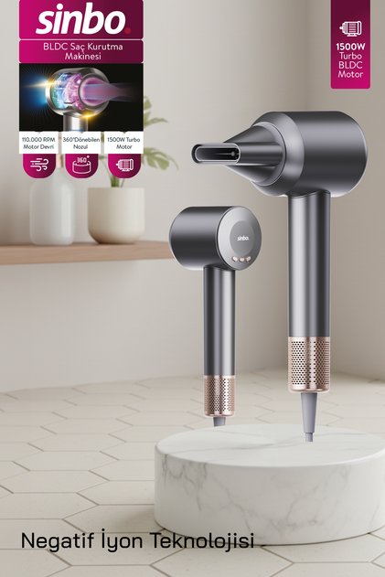 SHD-1739 BLDC Saç Kurutma Makinesi Gri – Sessiz, 4 Isı, 3 Hız Ayarı