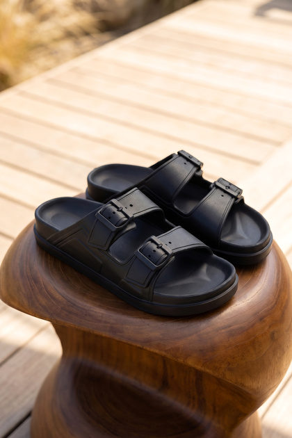 Ds Monapi.Capri Black Orthopedic Eva Unisex Belt Pack Slipper Sandals
