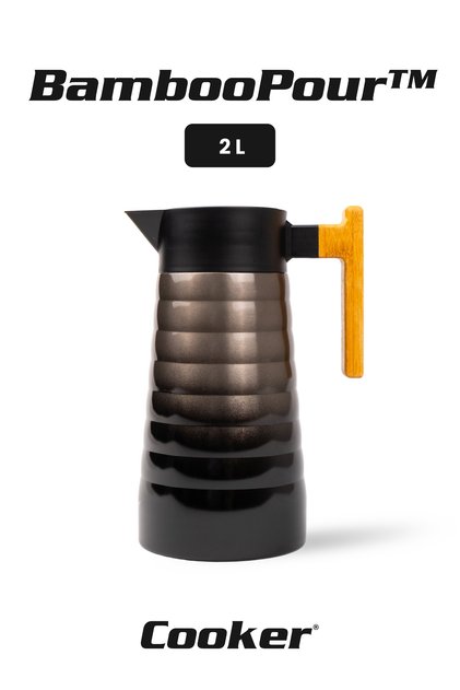 BambooPour 2 Litre Paslanmaz Çelik Bambu Saplı Termos CKR2097