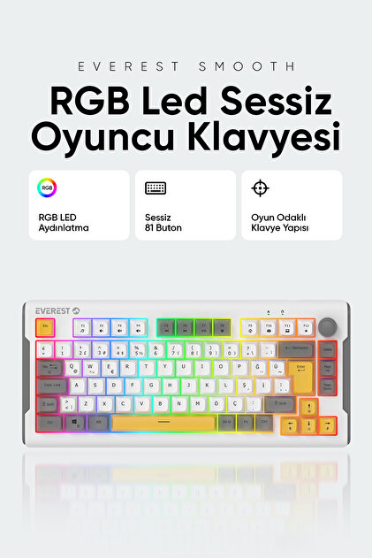 Everest Membran Sessiz Rgb Aydınlatmalı Q Mavi/Turuncu Gaming