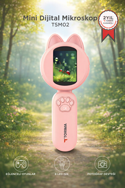 Torima Mini Dijital Mikroskop Led Işıklı HD IPS Ekranlı Eğitici