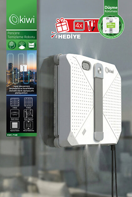 Kiwi KWC-7140 Pencere Temizleme Robotu | 3500Pa Emiş & 3 Mod & Su