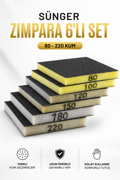Badem10 Yassı Sünger Zımpara 9.5 x 12.5 cm Takoz Blok Flex Taşlama