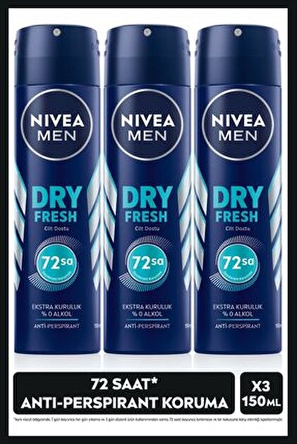 NIVEA MEN 制汗スプレー 150ml 16本セット NIVEA MEN Erkek Sprey Deodorant Dry Fresh 150ml, Alkolsüz, 72 Saat
