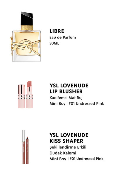 Yves Saint Laurent 3点セット Yves Saint Laurent YSL LIBRE Parfüm Seti - Mini Lovenude Lip Combo