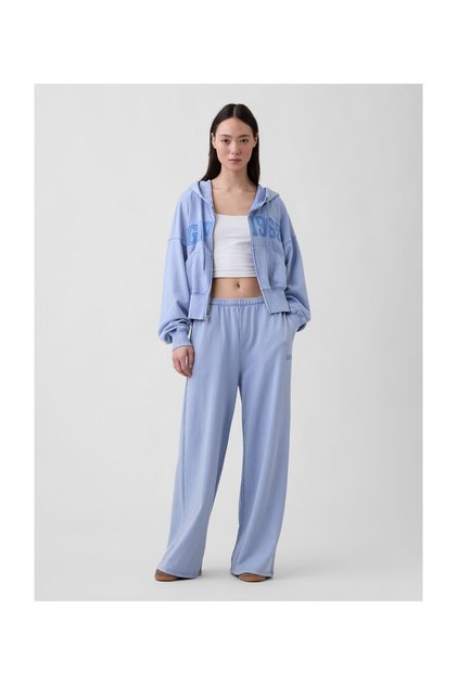Pantaloni de trening DAMĂ, mărimea XL, culoare ALBASTRU LUNAR, 92% Bumbac Better Cotton (BCI), 8% Poliester Reciclat