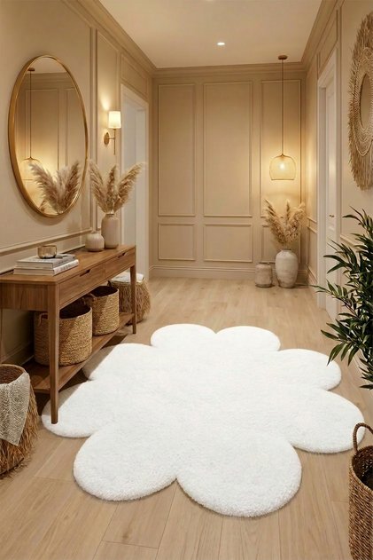 Papatya Model Yumuşak Peluş Dekoratif Salon Oturma Odası Halısı
