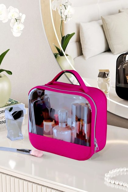 Makeup Bag Makeup Supplies Organizer with Clear Panels 22X20 cm