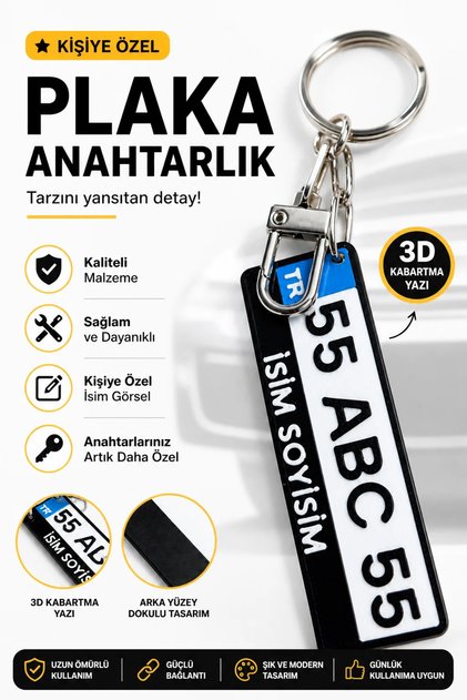 Kişiye Özel Isim Yazılı Plaka Anahtarlık, Anahtarlık Hediye