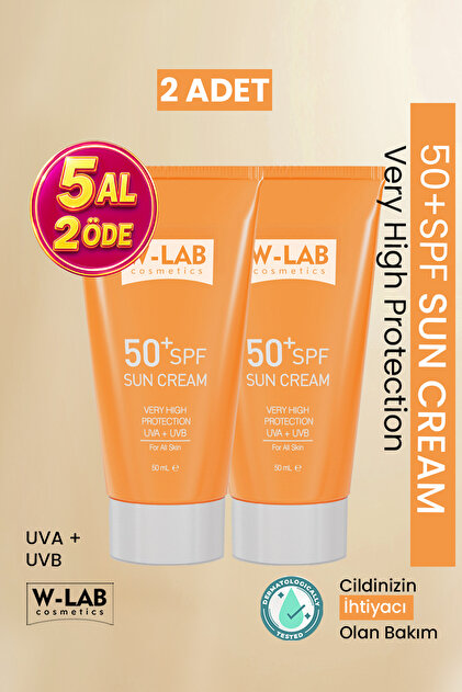 W-Lab Cosmetics Koruyucu 50+Spf Güneş Kremi 50 ml 2 li Set