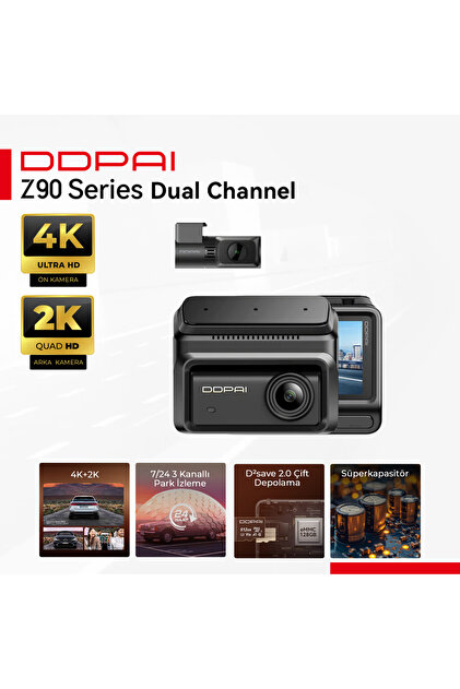 DDPAI Z90 Dual Araç Kamerası Ön Arka Kamera 4K Kayıt WiFi GPS