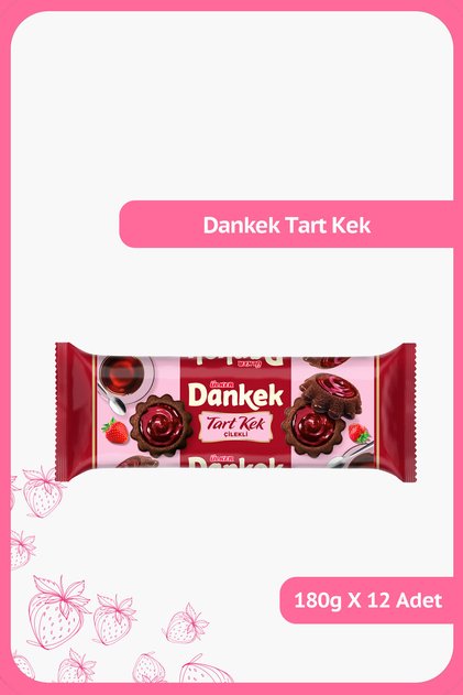 DANKEK Tart Çilekli Kek - 180 gram - 12 Adet