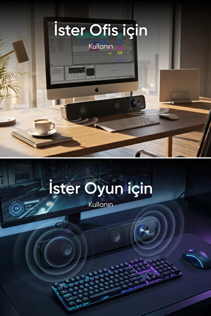 Mikado MD-69S Siyah 3Wx2 Led Işıklı Multimedia Soundbar Speaker