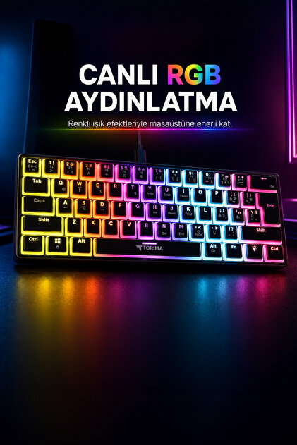 Torima Kablolu Klavye Rgb Işıklı Mekanik Q Klavye TK04 Siyah