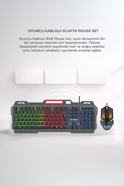 Torima Oyuncu Rgb Işıklı Kablolu Q Klavye Ve Mouse Seti TMK06