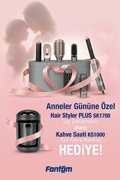 FANTOM Sk 1700 Haır Stayler + Ks 1000 Kahve Mak. Hediyeli Mavi