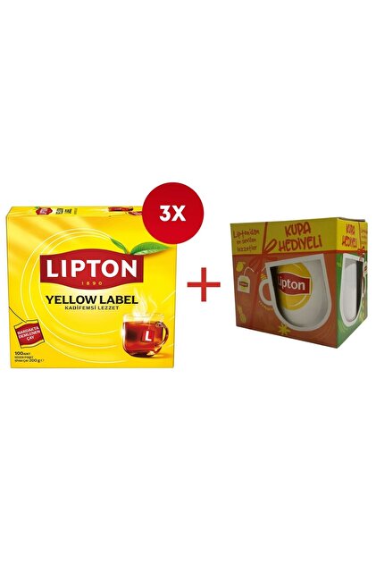 Lipton品 Lipton Yellow Label Bardak Poşet Çay 100lü x 3 Adet + Hediye Kupa