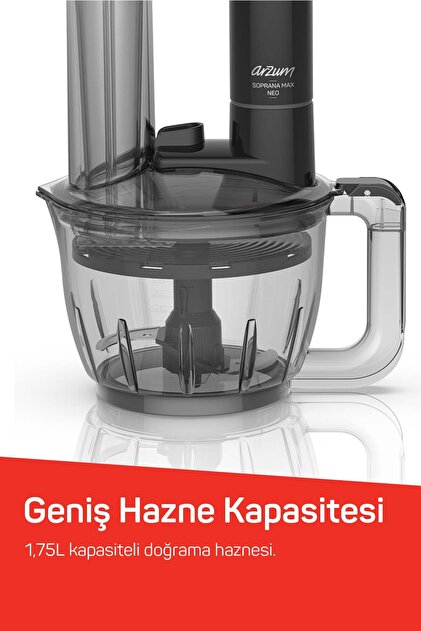 Arzum Soprano Max Neo Multi Blender Seti 5 Fonksiyonlu 1200W Siyah