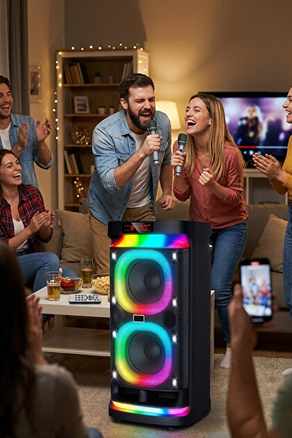 Torima Bluetooth Hoparlör Rgb Işıklı Mikrofonlu Kumandalı Parti