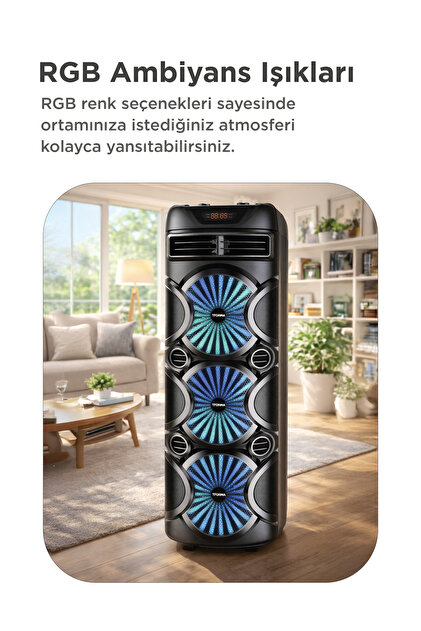 dimooU・x・U Torima Bluetooth Hoparlör Rgb Işıklı Mikrofonlu Kumandalı Hoparlör