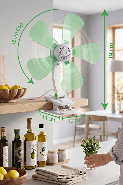 Kiwi KFAN-7611 Klipsli Fan - Masa Üstü Vantilatör | 32 cm & 180