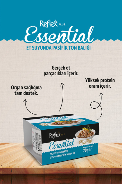 Plus Essential / Et Suyunda Pasifik Ton Balıklı Yetişkin Kedi Konservesi 70g