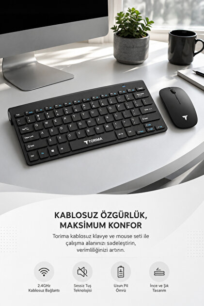 Torima Klavye Mouse Seti Akıllı Kablosuz TMK05 Siyah - Fiyatı