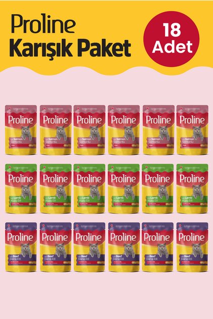 Proline Pouch Karışık Yaş Kedi Mama 18 x 85 Gr