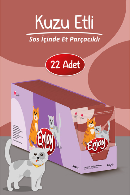Enjoy Kuzu Etli Kedi Pouch Yaş Mama 85Gr x 22 Adet - Fiyatı, Yorumları