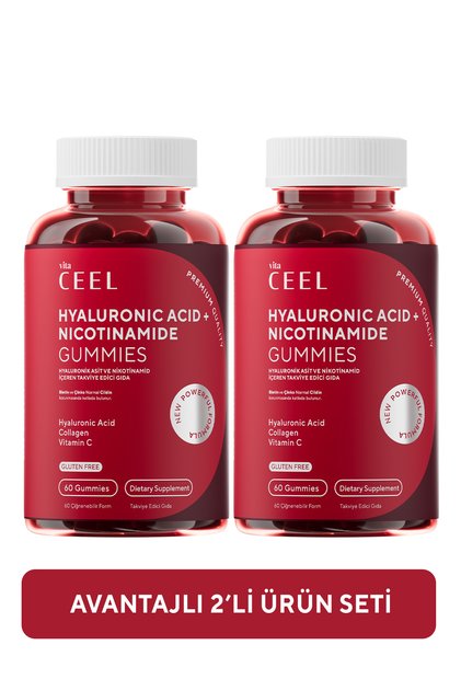 2'li Cilt Vitamini Çiğnenebilir Gummy, Hyaluronic Acid, Vitamin C, Collagen, Zinc, Vitamin E, Biotin