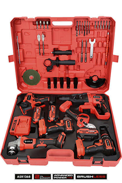 ASSUR 21V 6'lı Set Kırıcı/Delici Hilti, Taşlama, Somun Sıkma