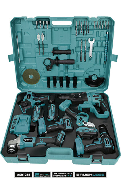 ASSUR 21V 6'lı Set Kırıcı/Delici Hilti, Taşlama, Somun Sıkma