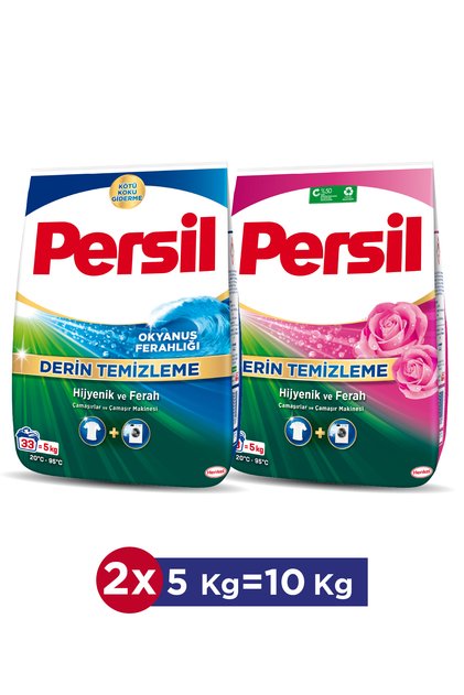 Derin Temizleme 5 kg Toz Çamaşır Deterjanı 2’li Set – Okyanus Ferahlığı & Gülün Büyüsü