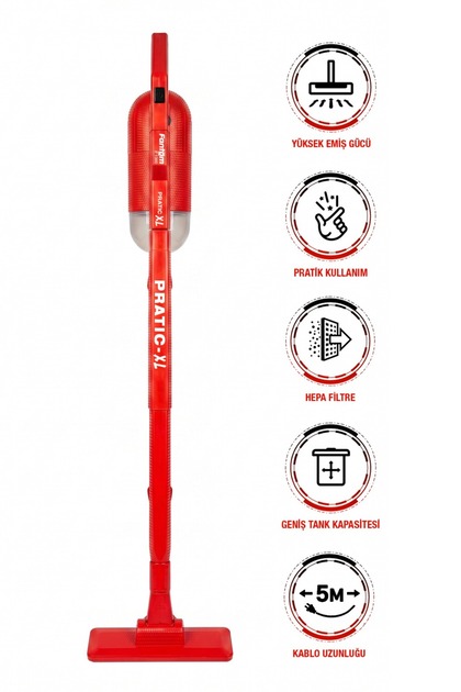FANTOM Pratıc-Xl P 1300 Toz Torbasız Dikey Süpürge Kırmızı