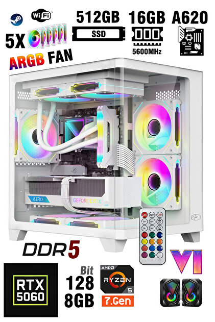 Zeiron Catre Pro X3 Ryzen 5 7500F 16GB DDR5 RAM 512GB SSD RTX5060