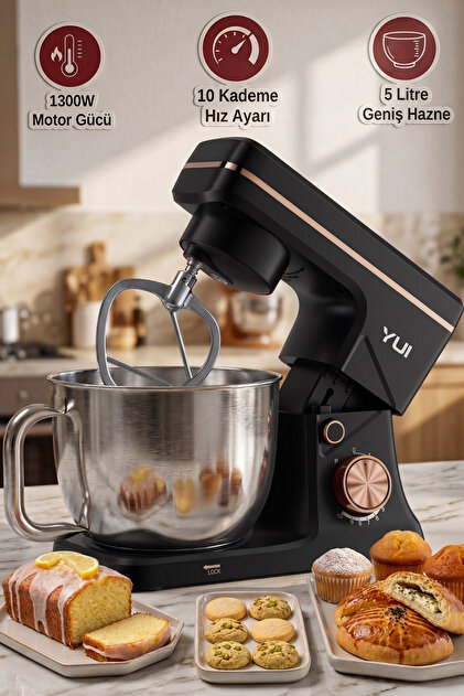 Yui M108 Easy Chef Hamur Yoğurma Makinesi Stand Mikseri Siyah Rose