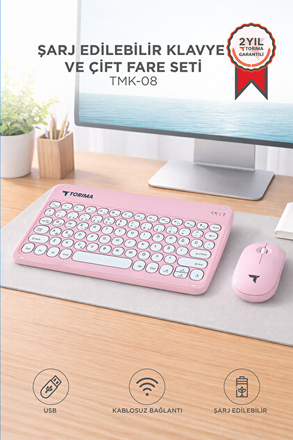 Torima Bluetooth Kablosuz Klavye Mouse Seti TMK08 Beyaz - Fiyatı