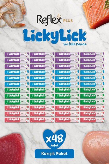 Plus LickyLick Krema Kedi Ödül Maması Karışık Paket 15g x 48 Adet
