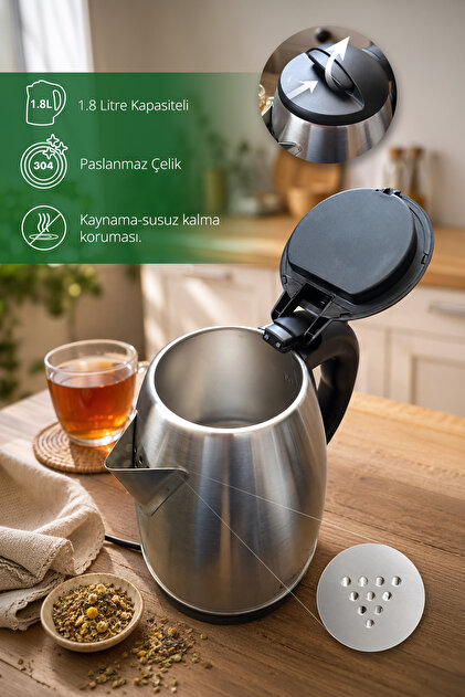 バーベキュー・調理用品 READY MADE PRODUCTS WEEKENDER KETTLE Kiwi KK-3331 Su Isıtıcı Kettle | 1500W & 1.8 L Paslanmaz Çelik