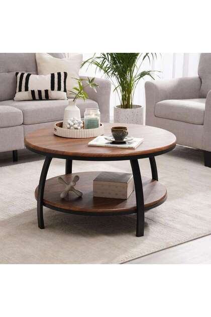 Ukiyo Coffee Table Round - Dark Brown Black