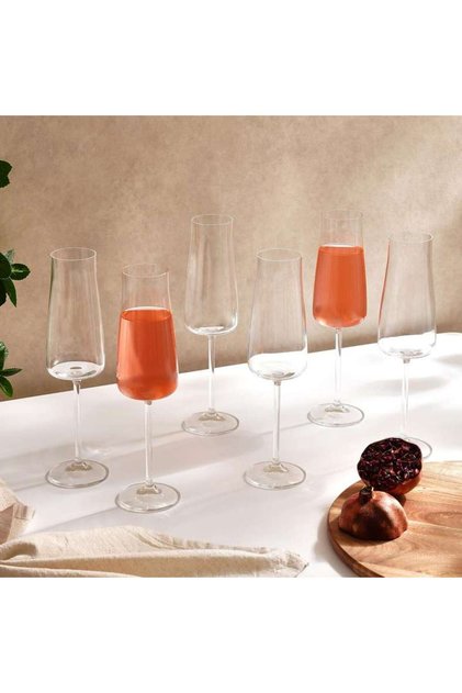 Alex 6-Piece Flute Crystal Glass Set 210Ml -Clear