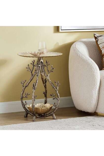 Mene Drink Table Alluminum - Beige & Gold