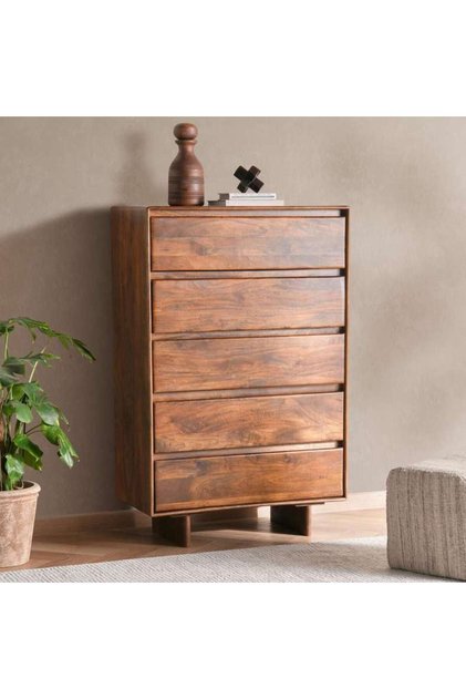 Rockfeller V1 Chest Of Drawers With 5 Drawer - Walnut