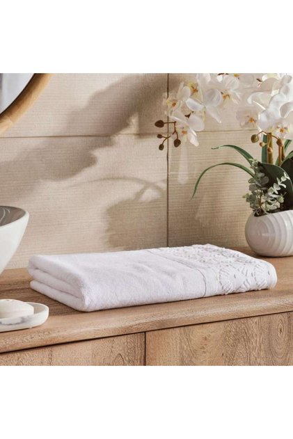 Palm Border Jacquard 500 gsm Bath Towel 70x140 cm - Beige