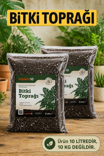 Organik Cocopeat (5x2=10 LİTRE) Perlit Pomza Karışımlı Genel Bitki Çiçek Saksı Bahçe Toprağı Toprak